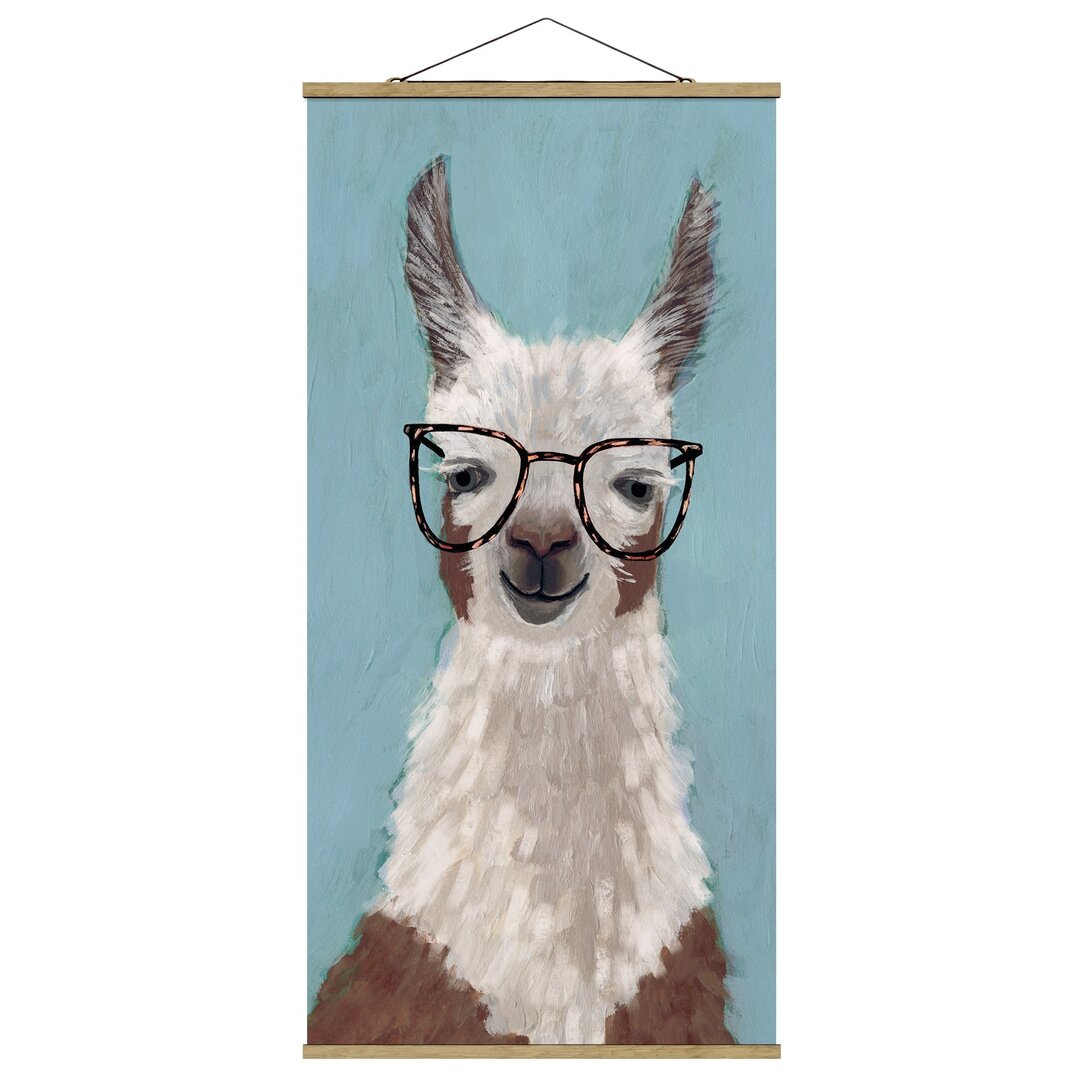 Stoffbild Mit Posterleisten - Lama Mit Brille II - Hochformat 2:1