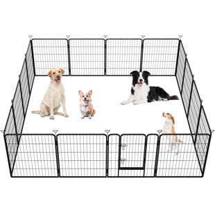 Pvpy Yvrd Dog Playpen for Indoor/Outdoor, Backyard, RV Camping, 32 inch 16 Panels for Medium and Small Dogs, Black