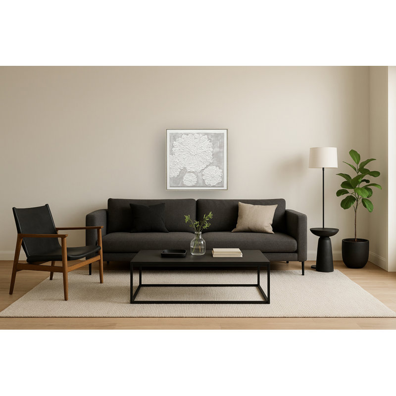 Textured Elegance I Framed Canvas Wall Art - 30" x 30" - Cream Frame