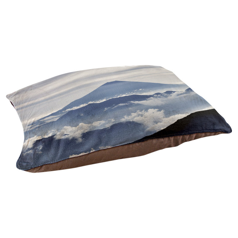Oreiller de mt. fuji pour chien Burien, Moyen (L 29,5 po x P19,5 po x H 9,5 po), Blanc / Bleu