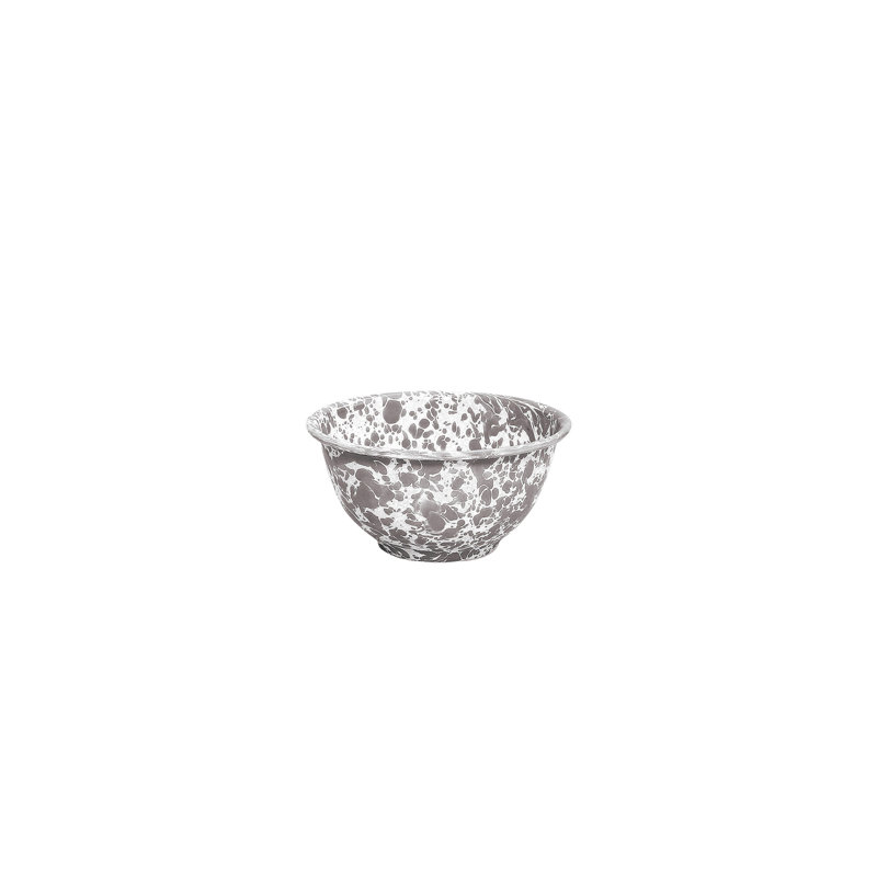 Crow Canyon Enamelware Splatter Cereal Bowls, Yellow, Gray