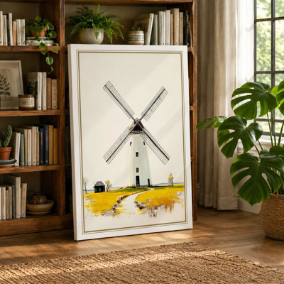 Quiet Windmill Minimalist - Wrapped Canvas