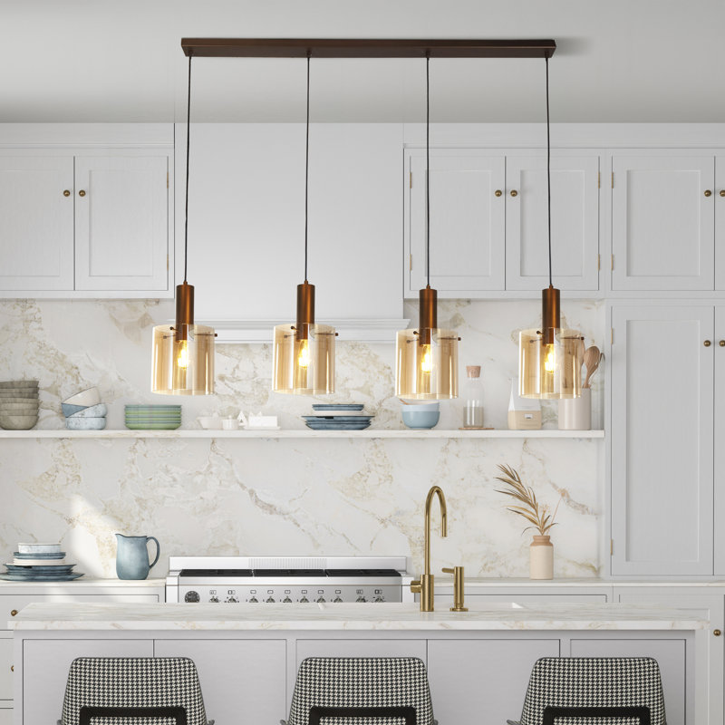Montravious 4 - Light Cylinder Chandelier, Powder Coated Satin, Amber