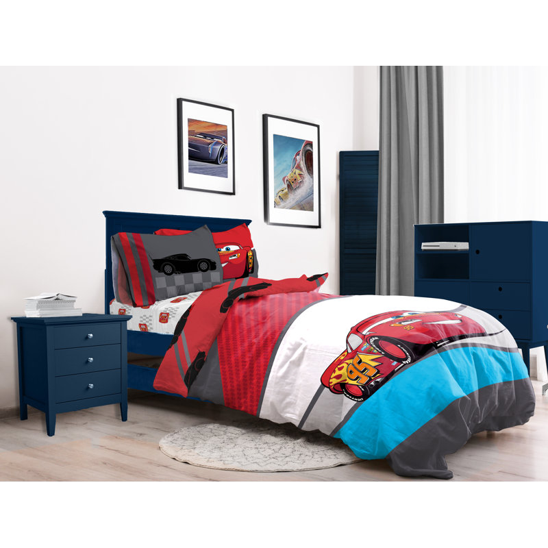 Red/Grey/White 100% Cotton 144 TC Reversible 2 Piece Duvet Cover Set, Double - 2 Standard Pillowcases