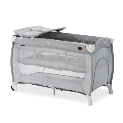 Lit de voyage portatif avec nacelle et parc pour bébé hauck Sleep N Play Center, gris étoiles