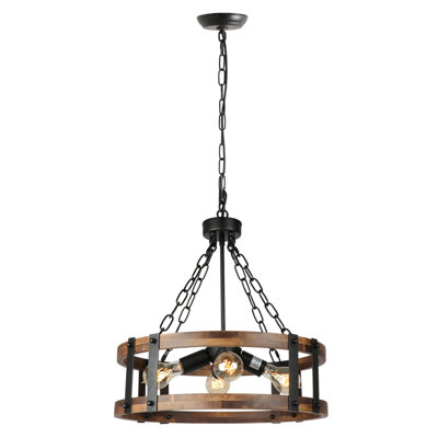 4 - Light Unique/Statement Round Drum Chandelier Dining Room Lighting Fixture