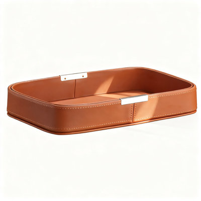 Plateau en cuir fabriqué à la main pour la décoration intérieure, organisateur de rangement rectangulaire moderne pour table basse et bureau