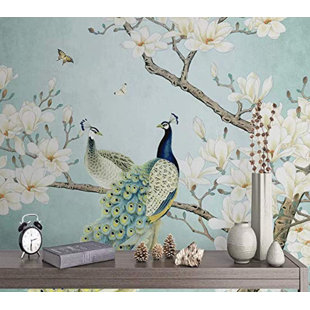 Magnolia Bliss With Regal Peacocks Wallpaper