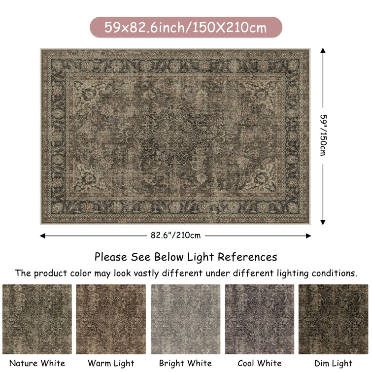 Stella Machine Washable Oriental Area Rug With Non-Slip Backing