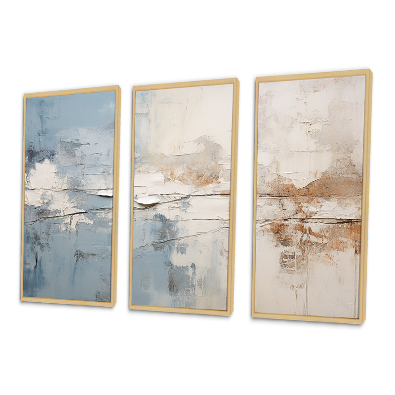 Simplicity Winter Dream I - Ensemble de salon d'art mural paysage d'hiver, H 40 po x l 60 po x P 1 po, Cadre naturel flottant