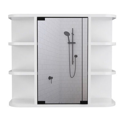 White Bathroom Cabinet - Double Door Vanity And Mirror Medicine Cabinet, 6.28" X 5.82" Shelves For Accessories, Compact Any 2 Piece In White. Double-Door Essentials. All Bath Sizes. With Mirror.