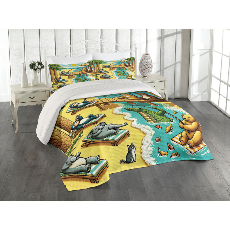 Quilt Set, Queen Coverlet + 2 Standard Shams
