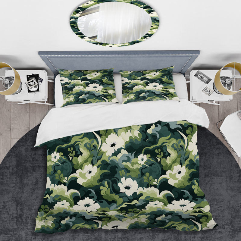 Ensemble de housse de couette à motif floral Zen Floral Retreat, Housse de couette simple + 1 taie décorative stan