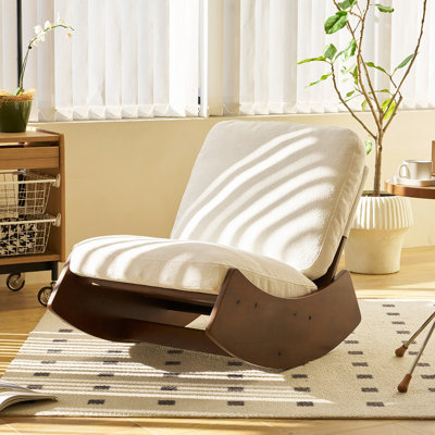 Chaise berçante confortable, fauteuil oscillant rembourré de haute qualité, structure en bois massif, chaise de lecture d'appoint parfaite pour les environnements multiples pour la chambre à coucher, le salon et la chambre de bébé