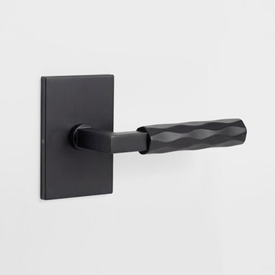 Hailey Matte Black Modern Double Dummy Interior Door Handle with Rectangular Rosette and Concealed Screws
