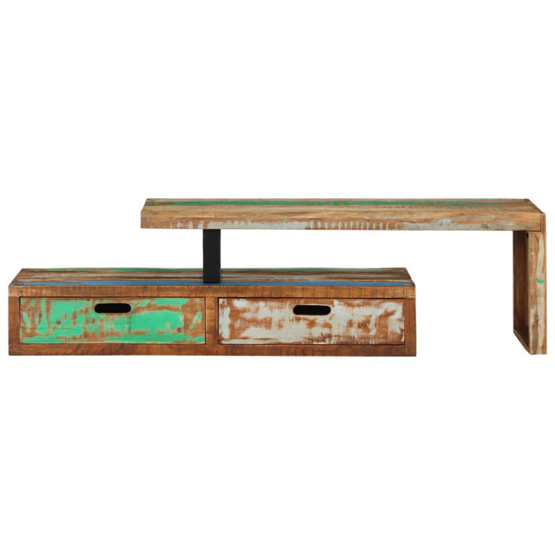 17 Storeys TV Stand Solid Wood Reclaimed, solid reclaimed wood, Multicolor
