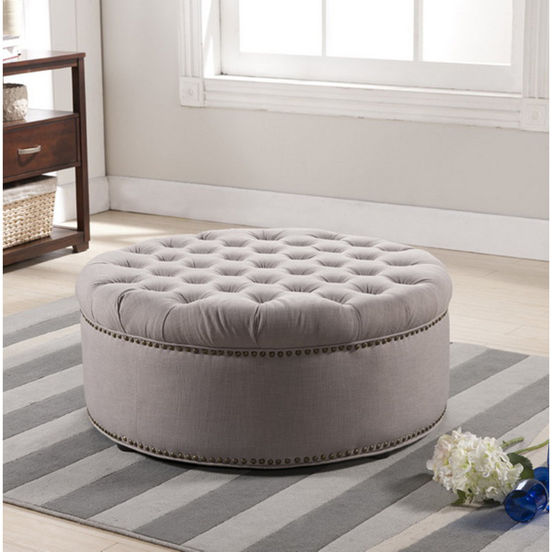 Miralena Upholstered Ottoman, Beige