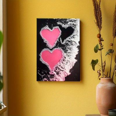 Impression sur toile «Bold Pink Black Heart» - Urban Studio