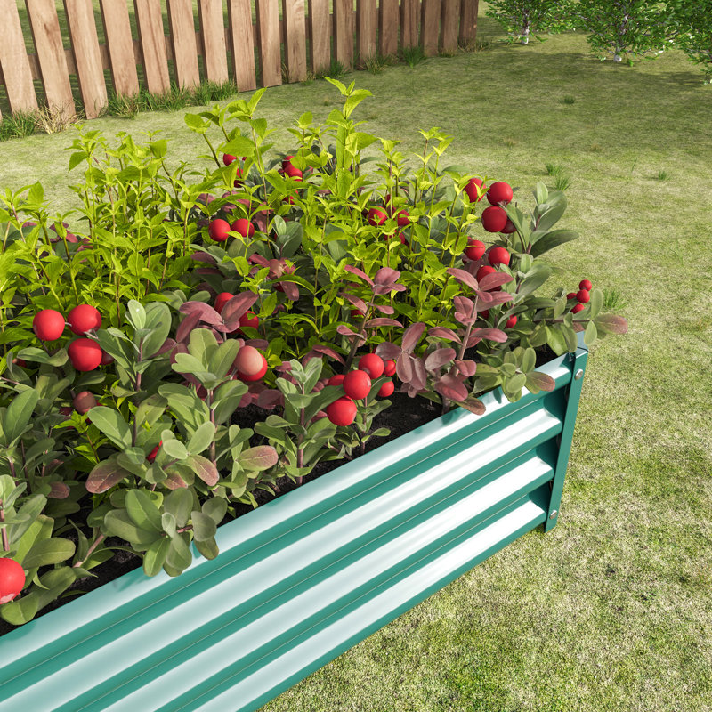 Metal Raised Garden Bed, Rectangle Raised Planter 4×2×1Ft  For Flowers Plants, Vegetables Herb, Green