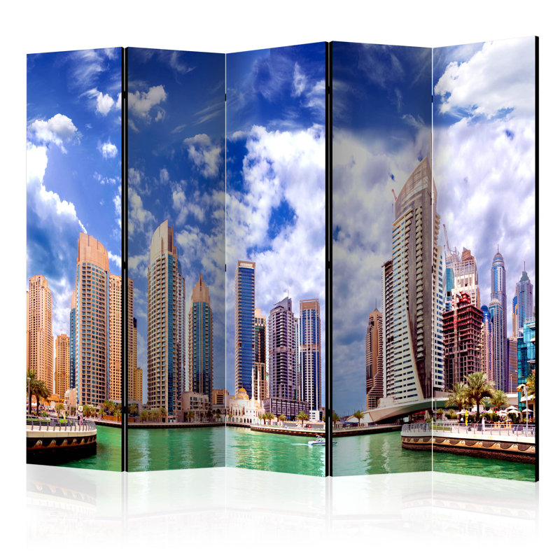 Harlowe 225cm W x 172cm H 5 - Panel Folding Room Divider