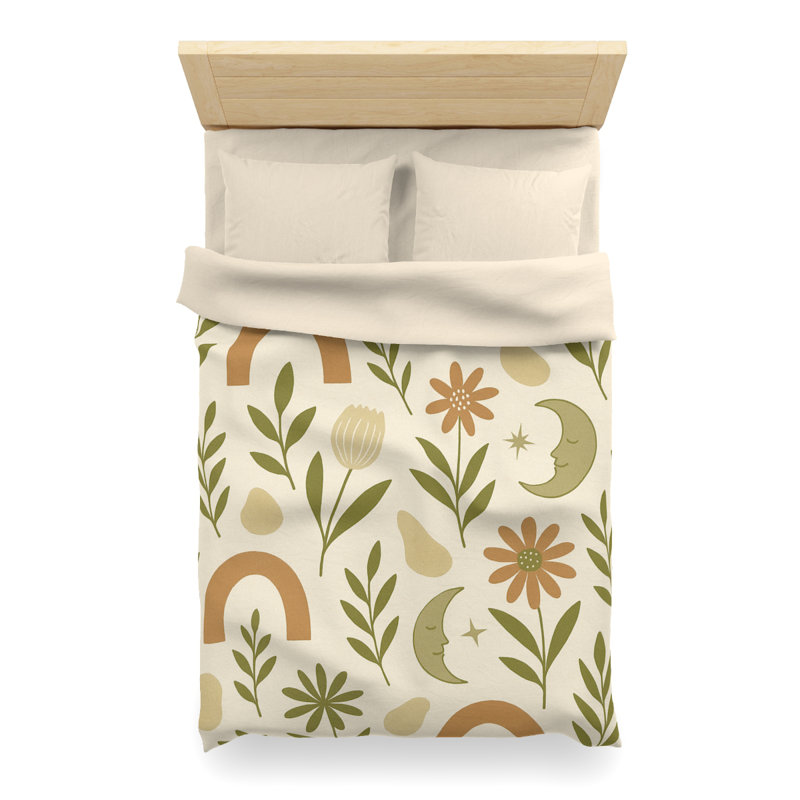 Microfiber Duvet Cover Boho Style, Design 54, Twin XL Duvet Cover, Cream