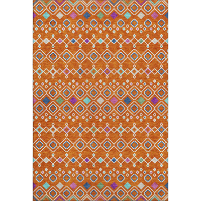 Premium Machine Washable Prisco Orange Rug