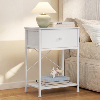 Table d'appoint, table de chevet étroite avec tiroir en tissu pour petits espaces