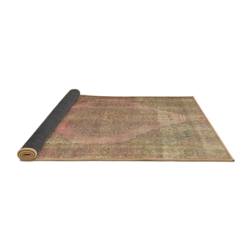 Tapis oriental en laine / polyester tissé à la machine rouge / beige / bleu Sotion, Rond 8 pi