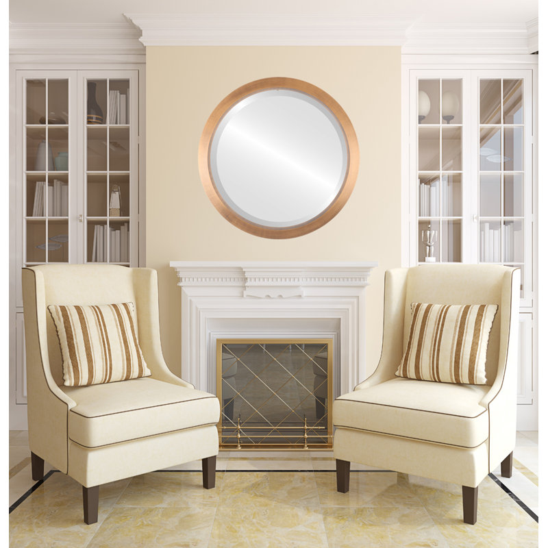 Miroir d’appoint ronde encadrée Arlow, 20 po X 20 po, Coucher de soleil doré