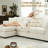Beige Chenille Sectional Sofa,Couch with Storage Ottoman and USB Charge Ports-1544748215