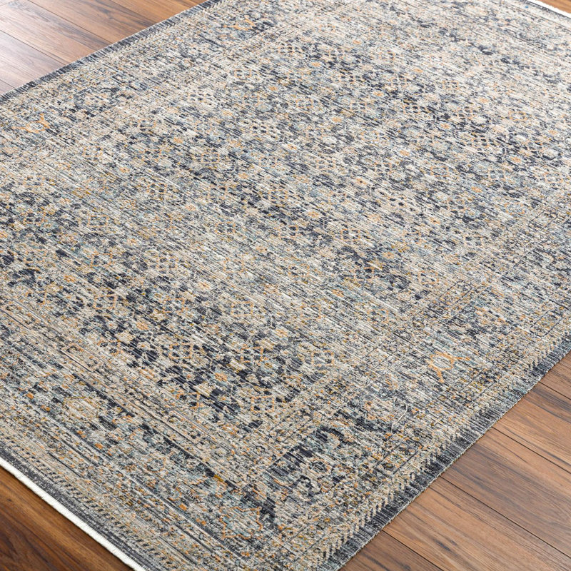 Margaret Gray and Taupe Polyester Washable Runner Rug