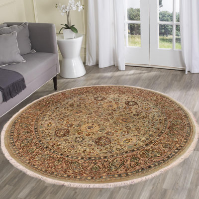 Tapis oriental doré en laine noué à la main 7 pi 10 po Jorma