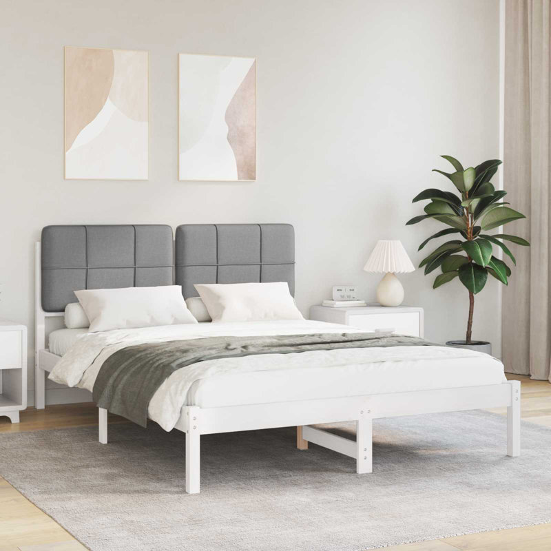 Solid Wood Bed Frame, Kingsize (5'), Light Grey/White