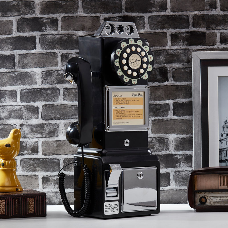 Téléphone payant avec tirelire Ryan Bros. American Retro 1950 (noir)