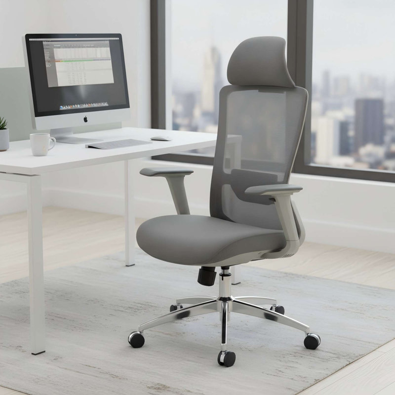 Ergonomic Swivel Executive Office Chair, Mesh Desk Chair with 4D Armrests and Adjustable Lumbar Support, 300LBS Capacity