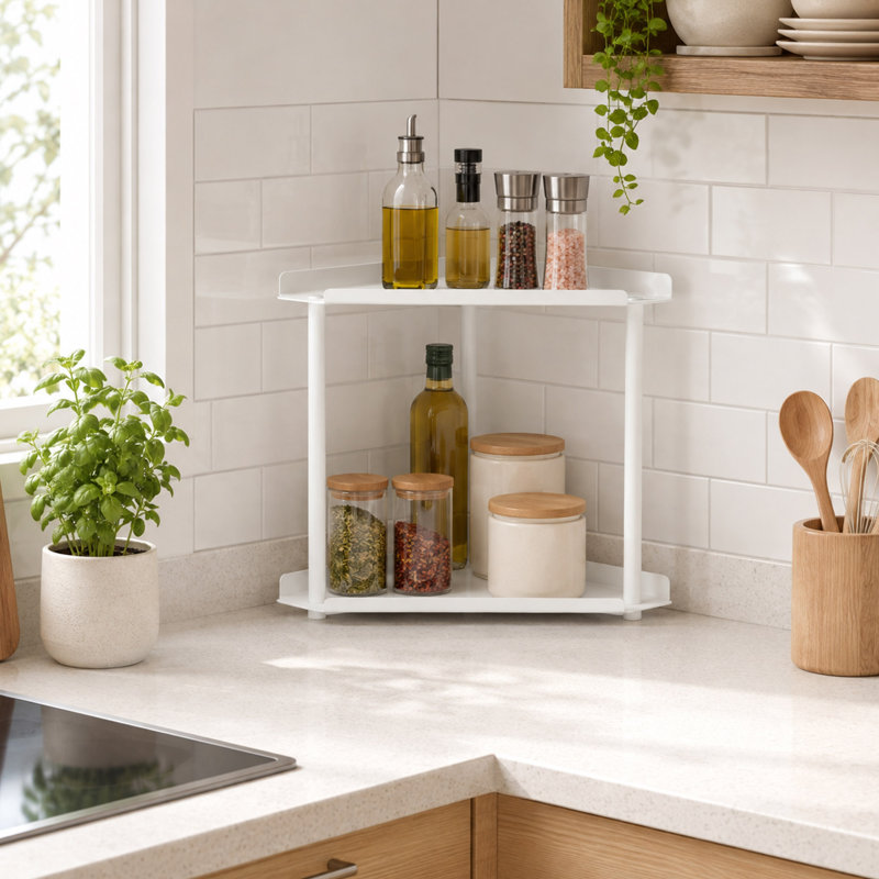 Organisateur de comptoir de salle de bain à 2 niveaux, tablettes de rangement ouvertes