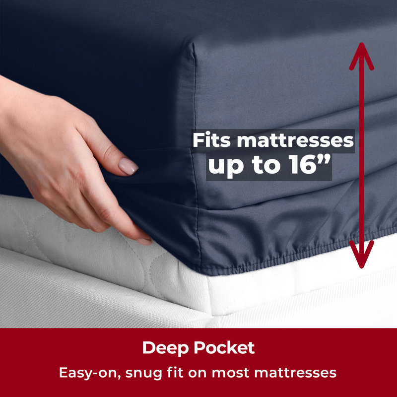 Mellanni 1800 Bed Sheets Full Navy Blue, Full Sheet Set, Navy Blue