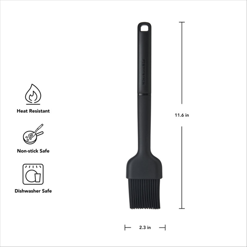 Brosse à rôtir en silicone KitchenAid®, Noir