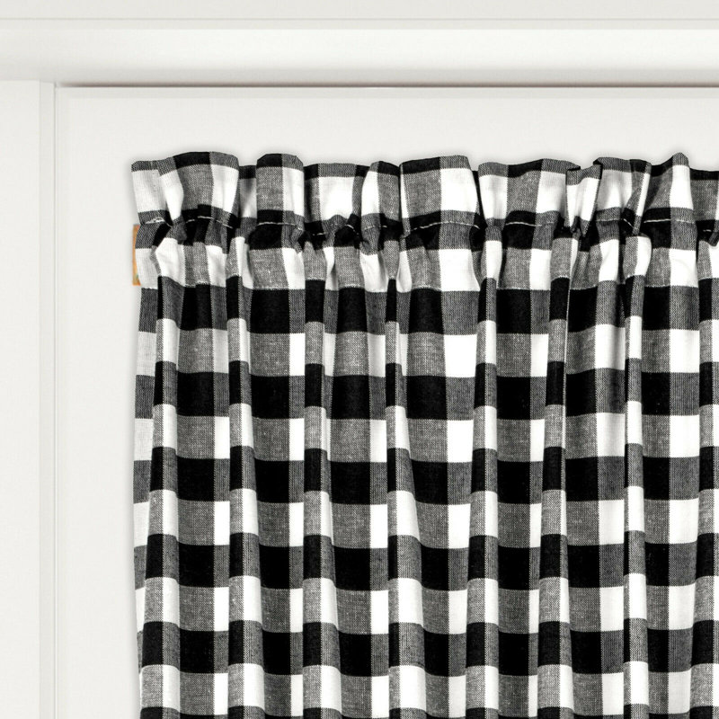 Ikuhiro Semi Sheer Curtain Single Panel, Black, 25" W x 72" L