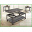 Bois franc industriel rustique & amp; Table basse en fer avec rangement à plateau relevable, roulettes - brun