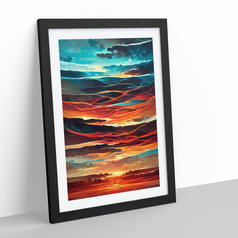 Abstract Sunset No.4 - Single Picture Frame Print, 64cm H x 46cm W x 2cm D, Black Framed