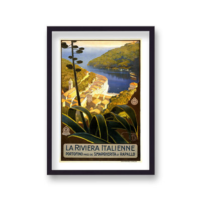 Vintage Travel La Riviera Italienne With Border by Vouvart - Single Picture Frame Print