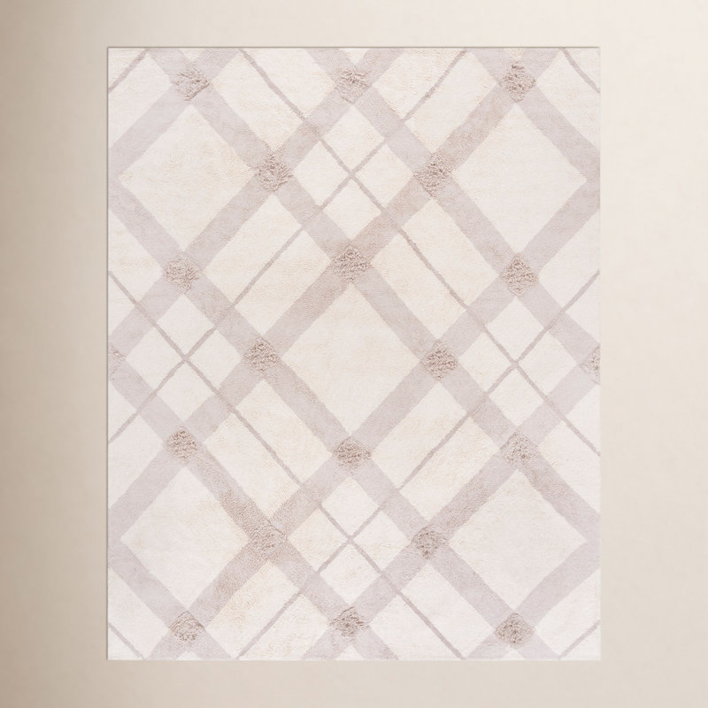 Tapis beige en coton tissé à la main et à plat Auguste, Rectangle 4 pi x 6 pi