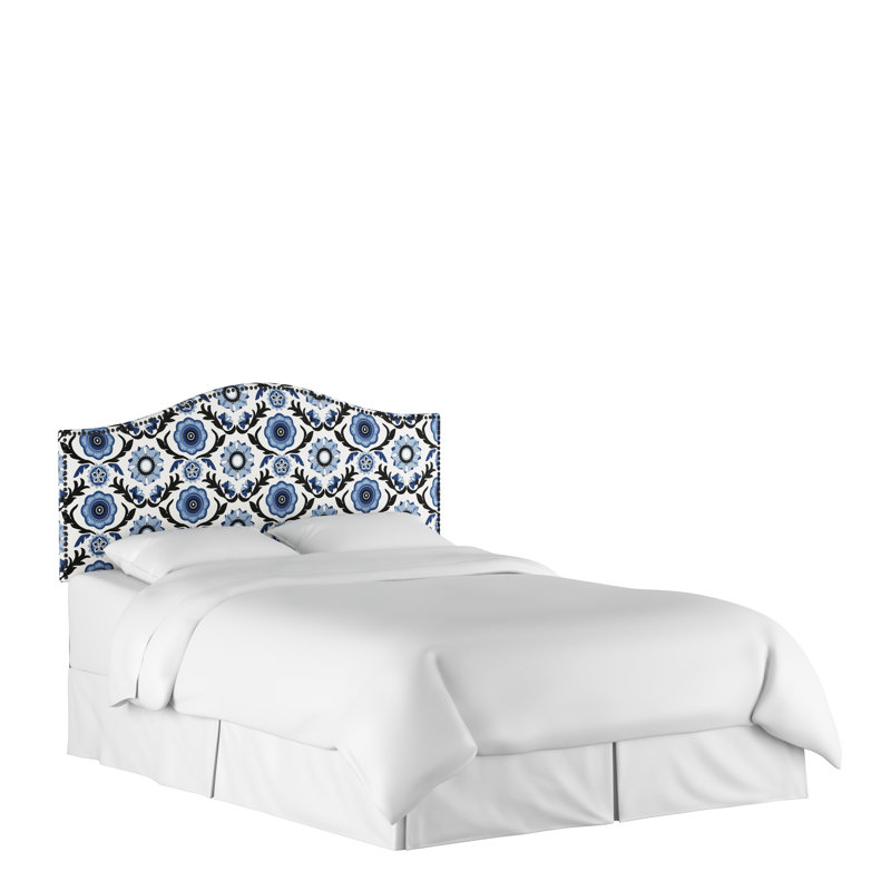 Upholstered Panel Headboard, Full, Linen Black Linen
