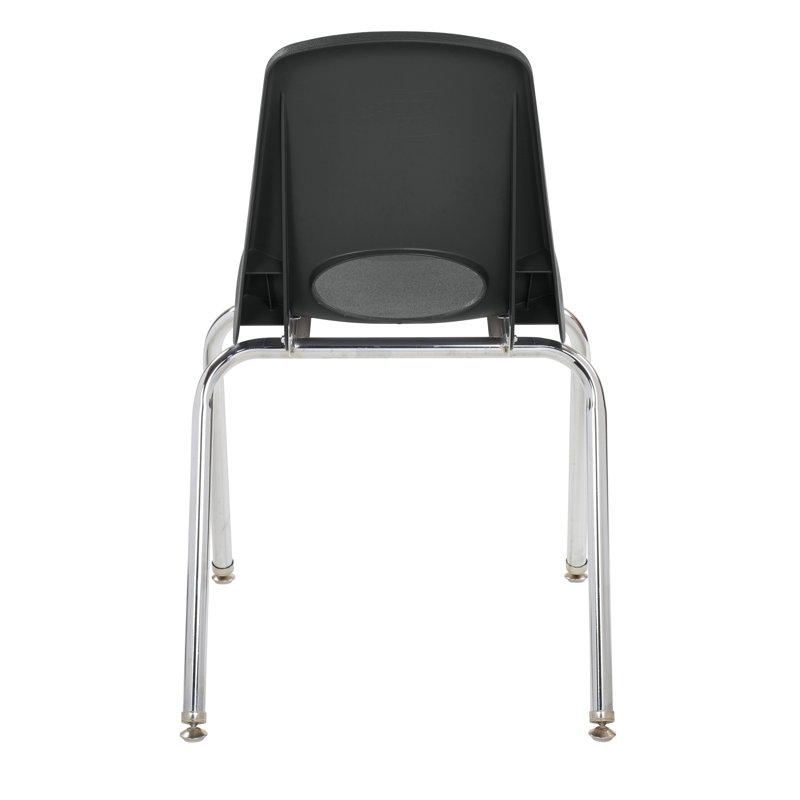 Black Molded Plastic Classroom Stack Chair with Chrome Legs