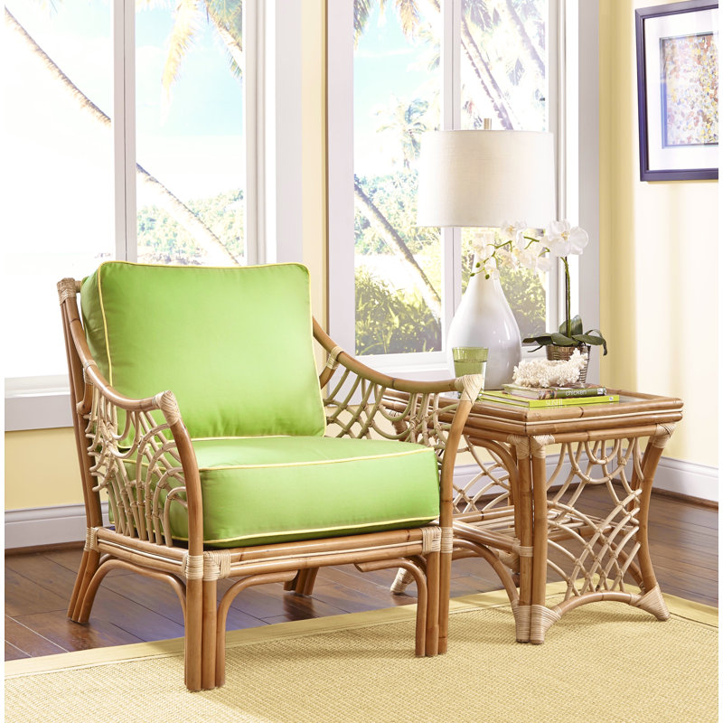 Rainey 32.5" Wide Armchair, Brown, Blue Polyester Blend