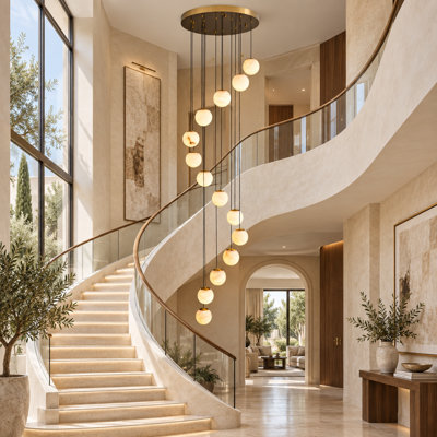 14-Lights Alabaster Staircase Chandelier