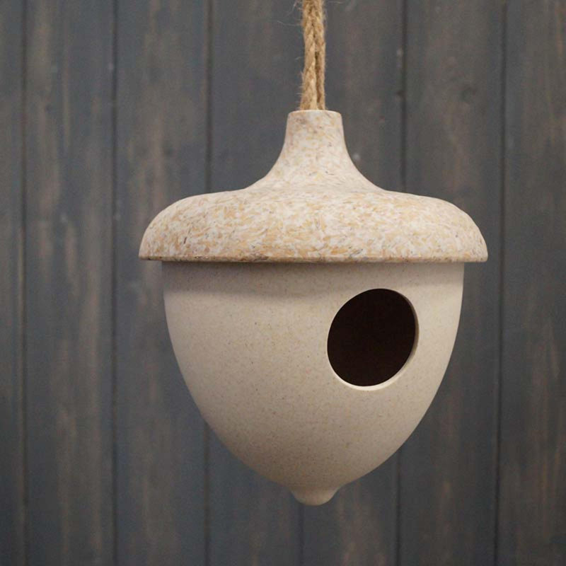 Catley Earthy Oatmeal Chaff/Natural Bamboo Acorn H18.7Cm Hanging Birdhouse