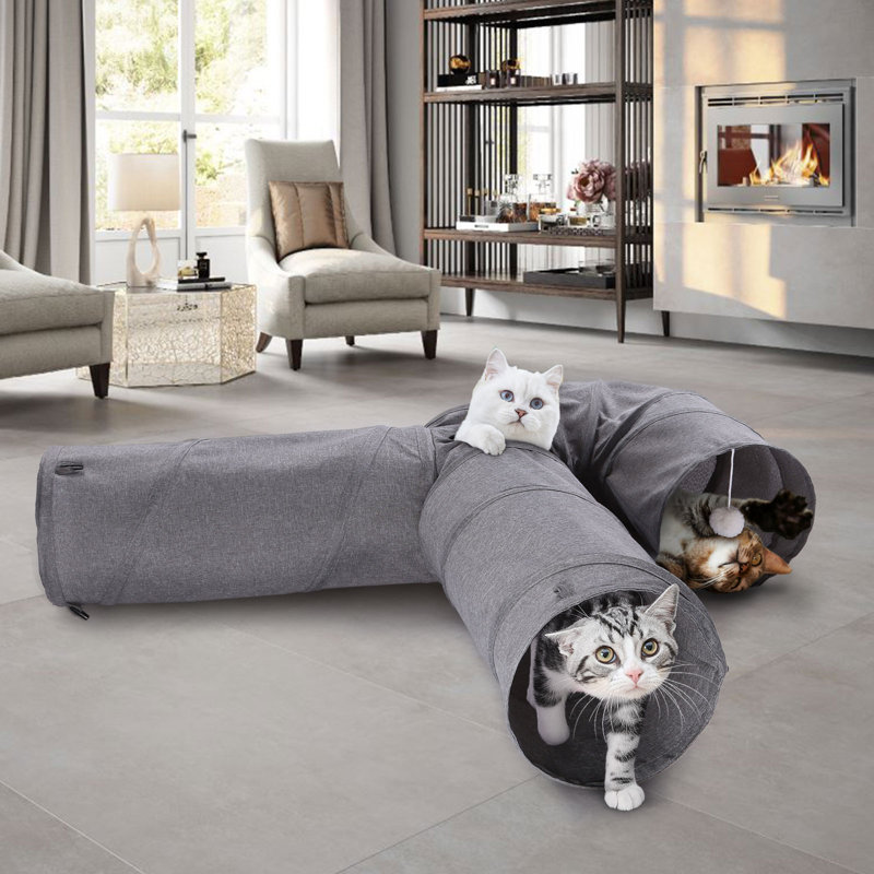 Tunnel pour chat 3 voies en forme de U extensible, H 47 po x l 11 po x P 11 po