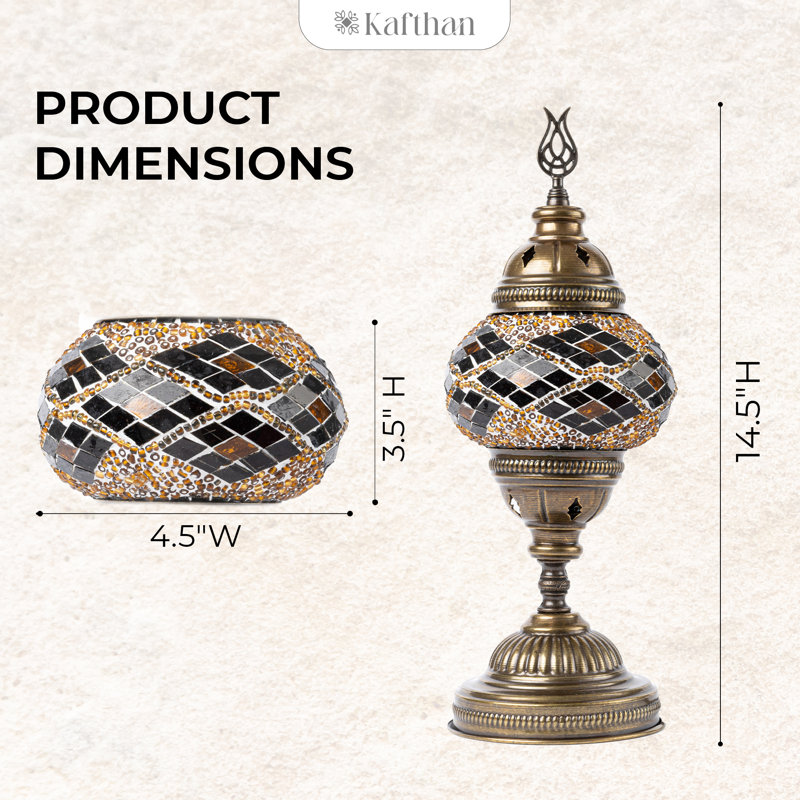 Lampe turque Kafthan w / Plug-in - Lampe de table en vitrail mosaïque, - Lampe marocaine rétro Pavla, Quads écru